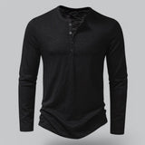 T-Shirt Homme Col Tunisien à Manches Longues