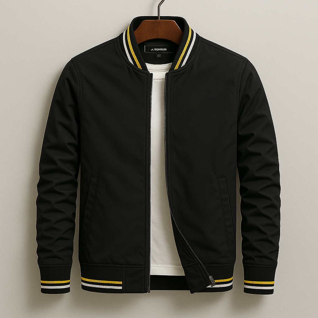 Blouson bomber homme zippé à bords côtelés