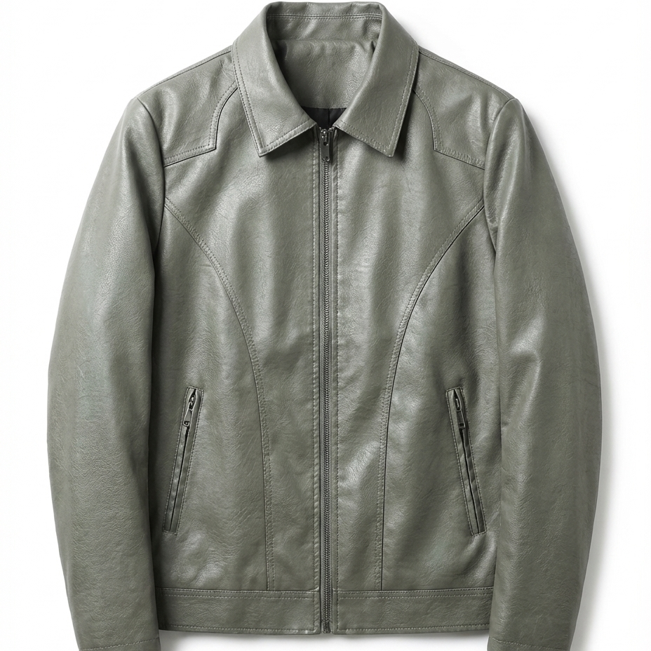 Veste Homme Effet Cuir à Col Chemise