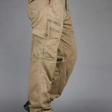 Pantalon cargo homme coupe large multi-poches en coton mélangé