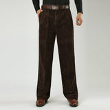 Pantalon Large Plissé En Velours Côtelé Noir Homme