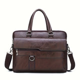Serviette homme vintage en PU à bandoulière réglable