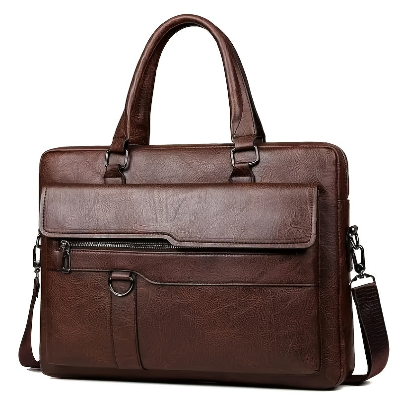 Serviette homme vintage en PU à bandoulière réglable