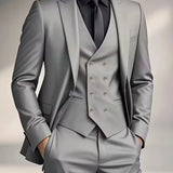 Costume trois pièces homme coupe slim avec gilet croisé