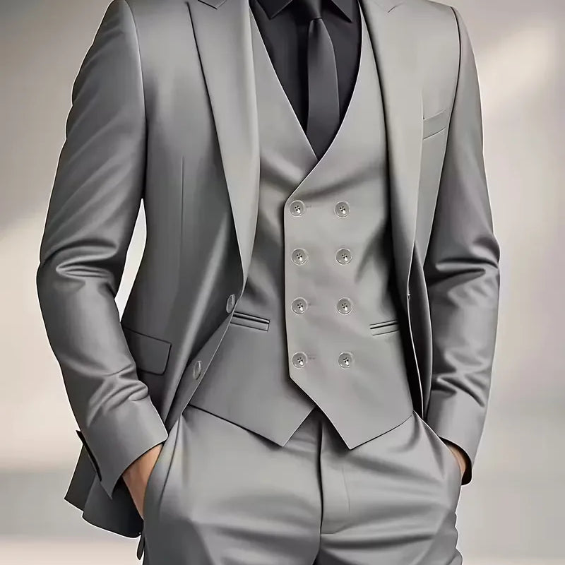 Costume trois pièces homme coupe slim avec gilet croisé