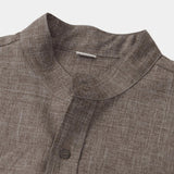 Chemise Homme Col Mao en Lin à Manches Courtes