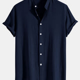 Chemise Homme Col Mao à Manches Courtes