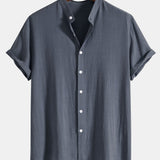 Chemise Homme Col Mao à Manches Courtes