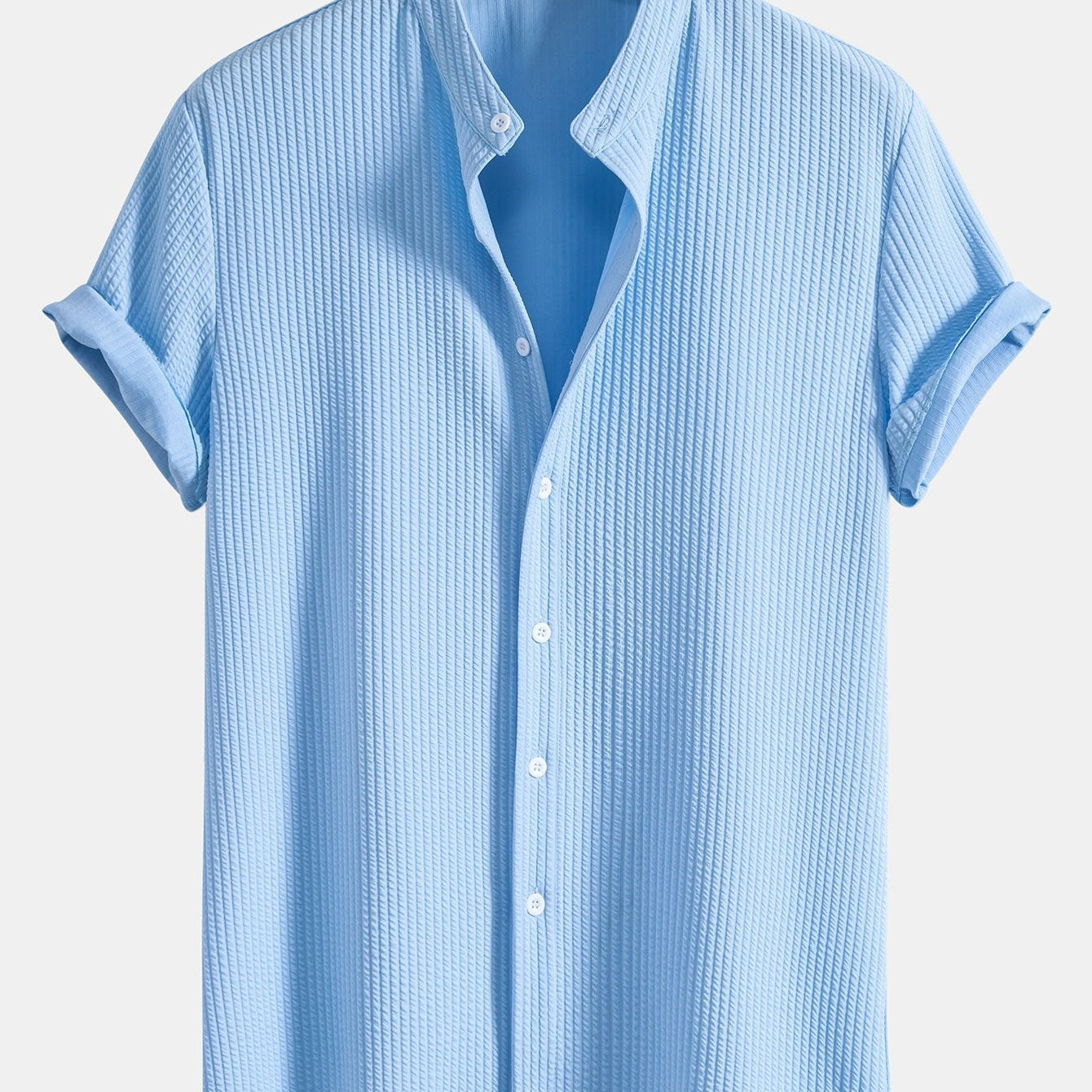 Chemise Homme Col Mao à Manches Courtes
