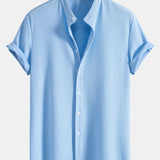 Chemise Homme Col Mao à Manches Courtes