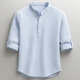 Chemise Homme Col Mao à Manches Retroussables