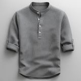 Chemise Homme Col Mao à Manches Retroussables