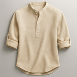 Chemise Homme Col Mao à Manches Retroussables