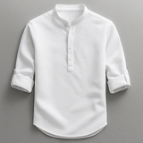 Chemise Homme Col Mao à Manches Retroussables