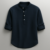 Chemise Homme Col Mao à Manches Retroussables