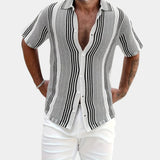 Chemise Homme Rayée à Manches Courtes