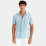 Chemise Homme Rayée à Manches Courtes