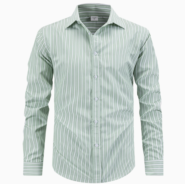 Chemise Homme Rayée à Manches Longues