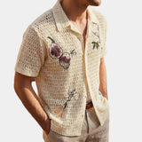 Polo Homme en Maille Ajourée Brodée
