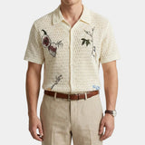 Polo Homme en Maille Ajourée Brodée