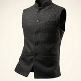 Gilet homme col mao en chevrons, coupe ajustée
