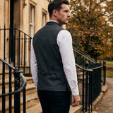 Gilet homme col mao en chevrons, coupe ajustée