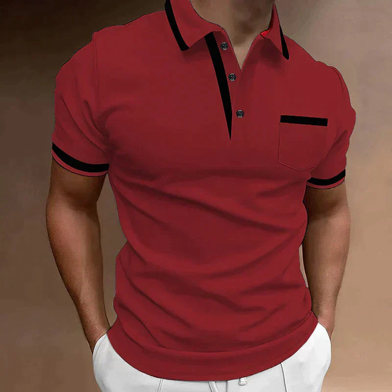 Polo Contrasté à Poche Poitrine