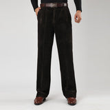Pantalon Large Plissé En Velours Côtelé Noir Homme