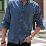 Chemise en Denim à Poche Poitrine