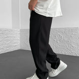 Pantalon Texturé à Rayures Verticales Coupe Ample