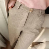 Pantalon Habillé Texturé Coupe Ajustée