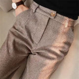 Pantalon Habillé Texturé Coupe Ajustée
