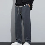 Pantalon Plissé Ample à Cordon Contrasté