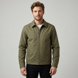 Blouson Homme Zippé à Col Montant