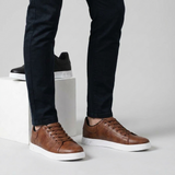 Baskets basses homme à lacets, semelle contrastante