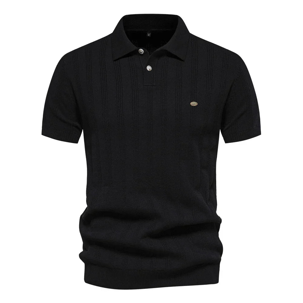 Polo Maille Verticale à Col Classique