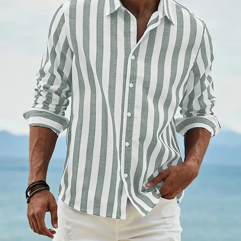 Chemise Rayée à Manches Longues