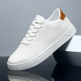 Baskets homme perforées en simili cuir mat