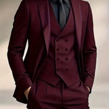 Costume trois pièces homme coupe slim avec gilet croisé