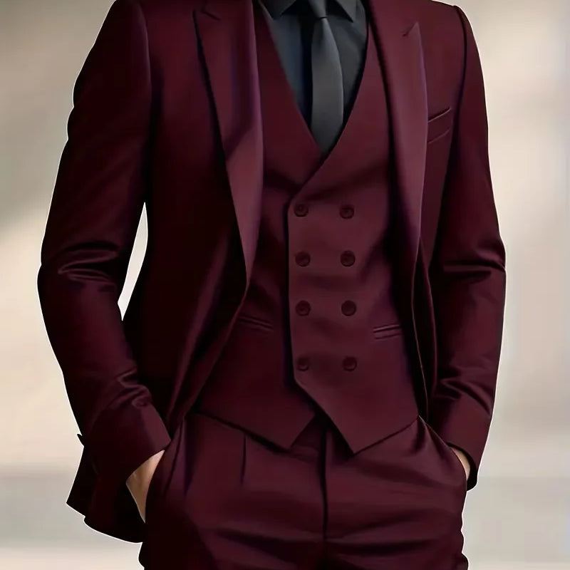 Costume trois pièces homme coupe slim avec gilet croisé