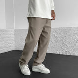 Pantalon Texturé à Rayures Verticales Coupe Ample