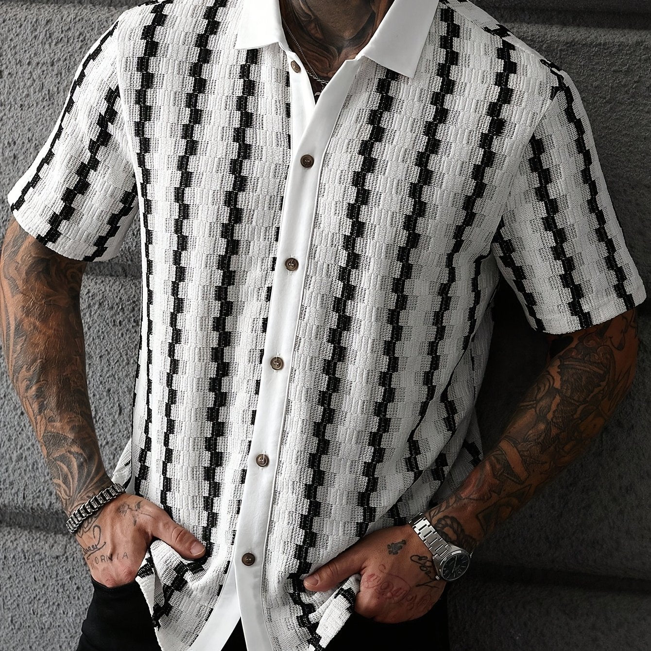 Chemise Homme à Rayures Verticales Texturées