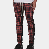 Pantalon Jogger à Carreaux Contrastés