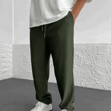 Pantalon Texturé à Rayures Verticales Coupe Ample