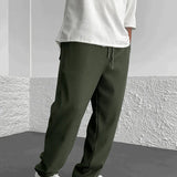 Pantalon Texturé à Rayures Verticales Coupe Ample