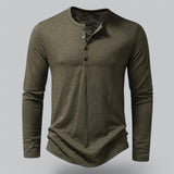 T-Shirt Homme Col Tunisien à Manches Longues