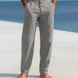 Pantalon Droit Ample De Plage En Lin Léger Camel Homme