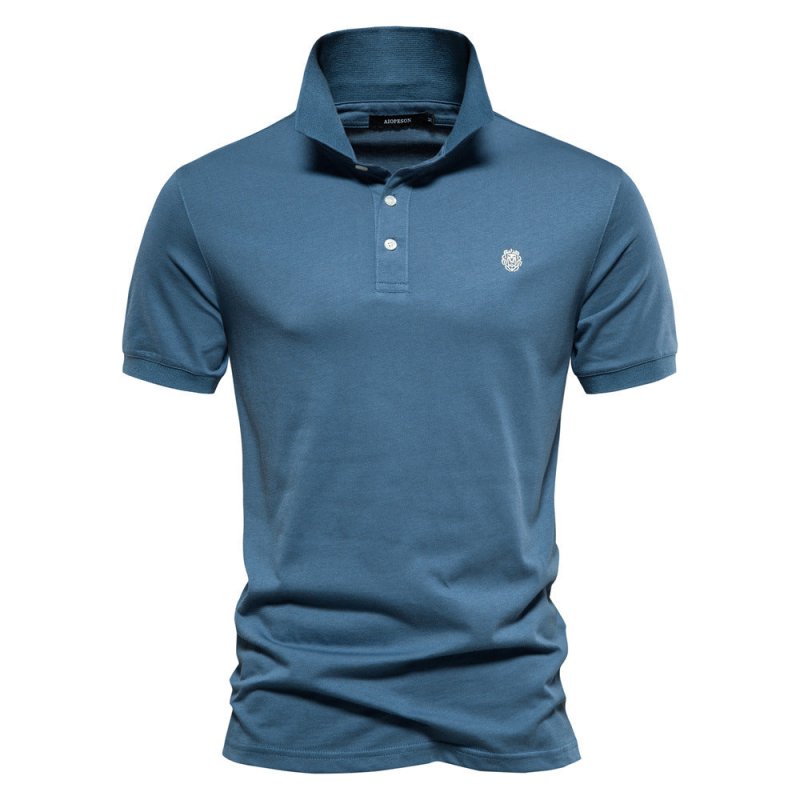 Polo Classique Brodé à Col Boutonné
