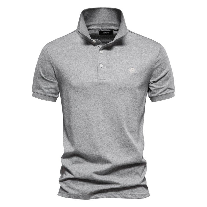 Polo Classique Brodé à Col Boutonné