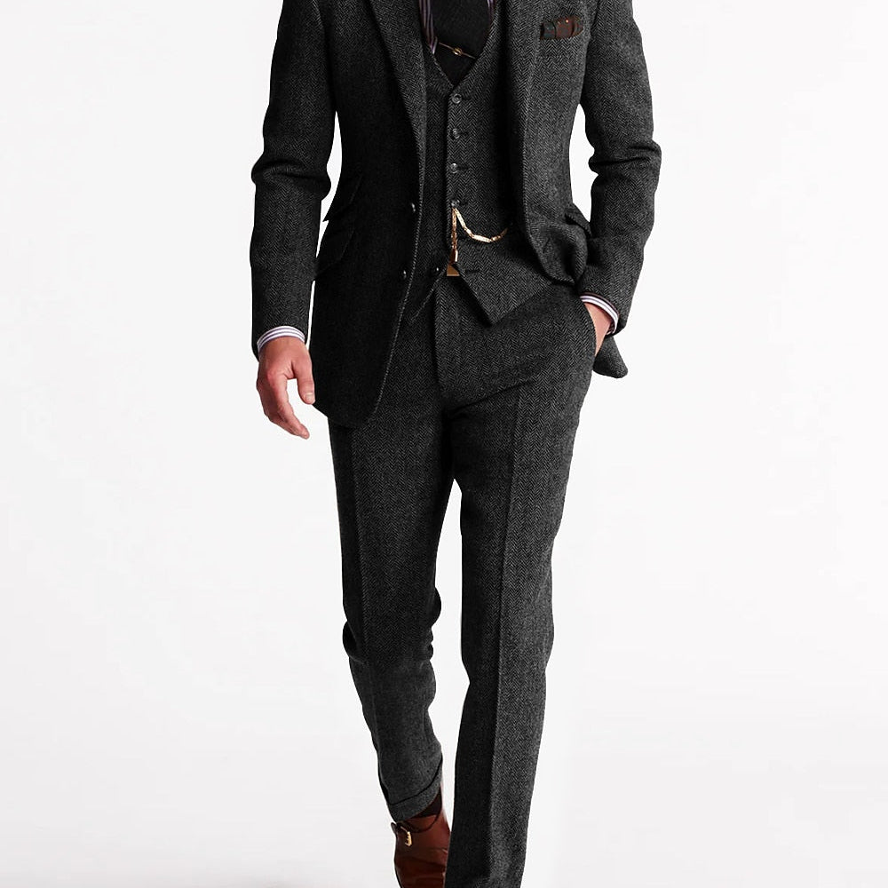 Pantalon de Costume Texturé Coupe Fuselée